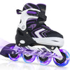 Adjustable Inline Skates for Girls, Girls Roller Skates with All Light up Wheels for Big Kids, Purple, Size 1 2 3