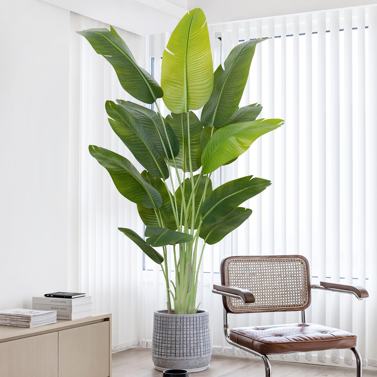 Keeplush Artificial Bird of Paradise Plant Outdoor 200cm Fake Tropical Banana Tree with 15 Leaves-Perfect Faux Plants for Indoor, Floor Plant in Pot