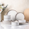 LeRatio Dinner Set for 4, 12 Piece Stoneware Plates and Bowls Set, Chip and Scratch Resistant Dinnerware Set, Oven & Dishwasher & Microwave Safe