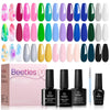 Blooming Gel Nail polish - 19 Colors Pink Green Blue Purple Neon Base & Glossy Matte Top Coat, Clear Blooming Polish for Spreading Effect Soak Off UV