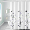 FSZhenZuan Shower Curtain 200 x 200 cm Drop Water Repellent Anti Mould Wet Room Shower Curtain with Hooks Washable Polyester Fabric Flowers Butterfly
