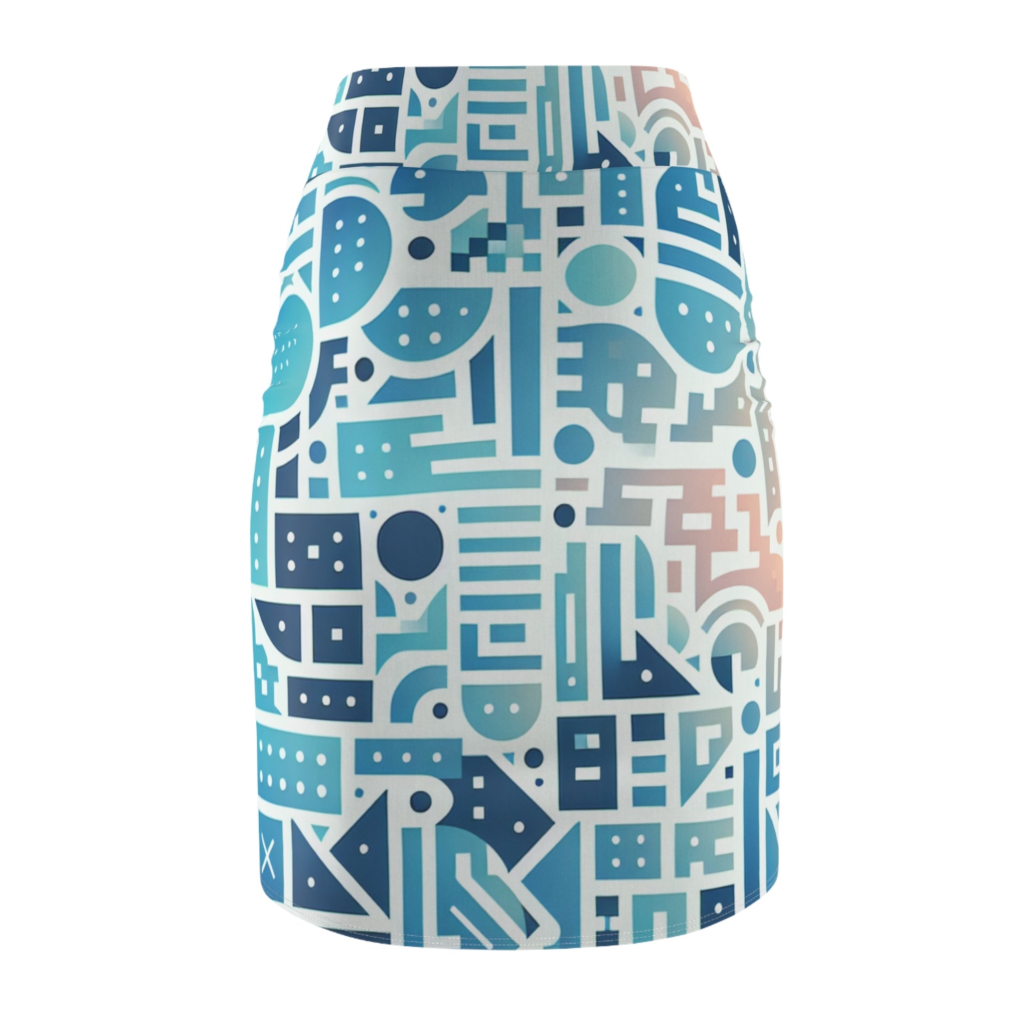 Elara Sinclair Pastel Blue Pencil Skirt - Elegant Modern Design with Unique Shapes and Flattering Fit