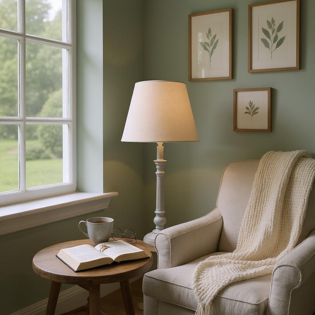 Lamp and Shade - L12 x W12 x H54 cm - Cream