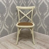 Modern & Stylish Hand Finished Cross Back Oak Wooden Cafe Chair - Exclusive Rattan Seat Office Furniture for Home, Dining, Cafe, and Office (Cream)
