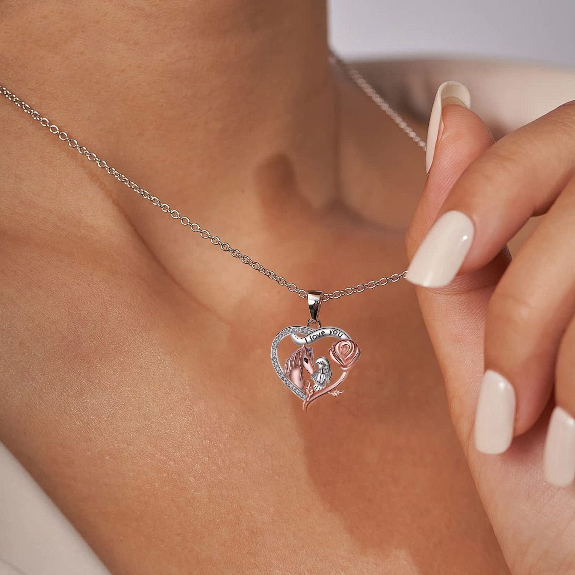 Fashion Girl And Horse Necklace Women's Valentine's Day Gift
