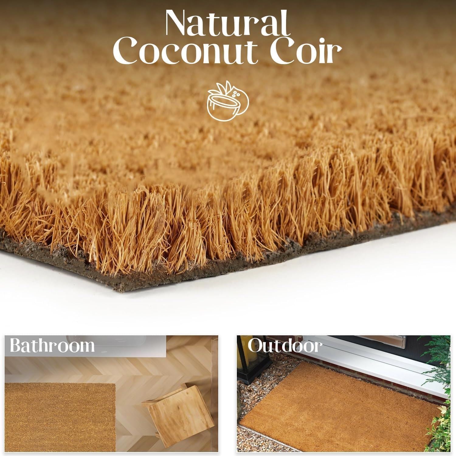 Plain Coir 100cm x 125cm - Brown Home Entrance Door Mat