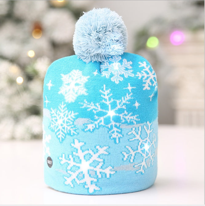 Christmas Decoration Knitted LED Light Cap Christmas Tree Snowman Adult Child Hat