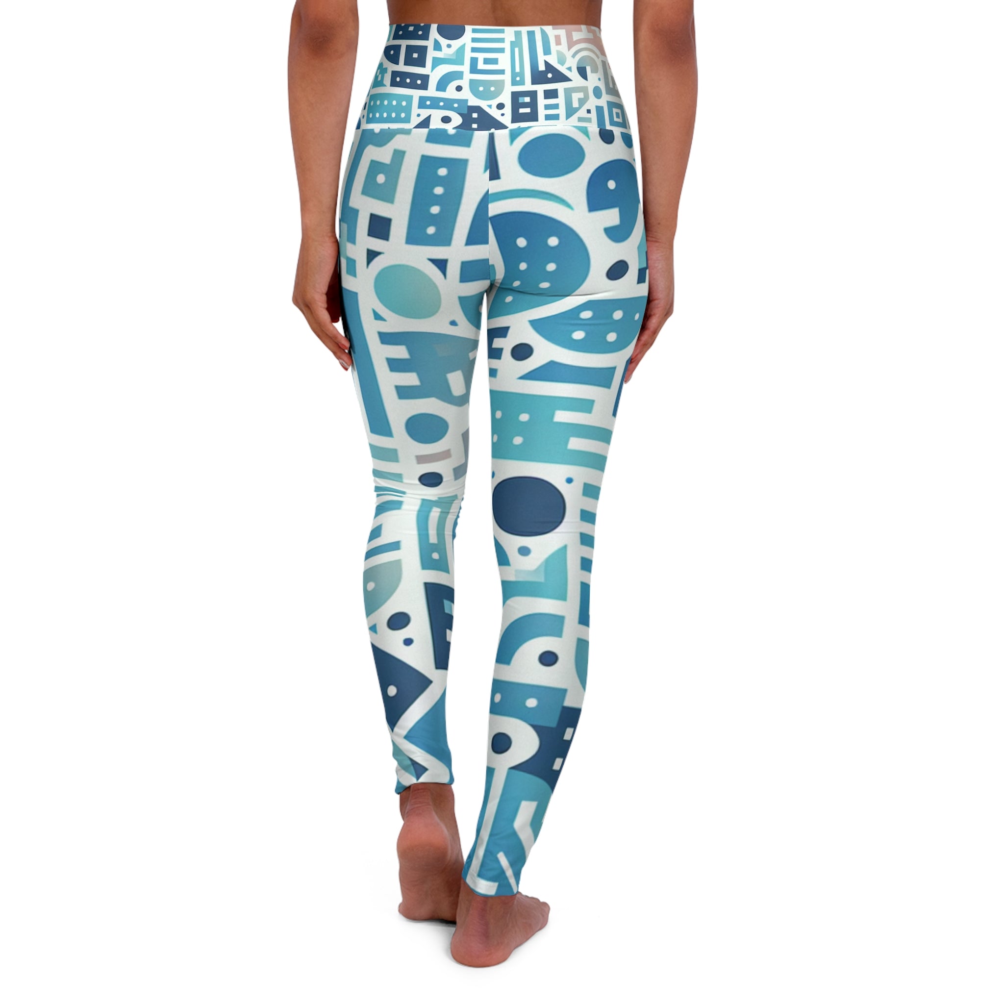Elara Sinclair Pastel Blue High-Waisted Leggings - Modern Gradation Design for Gym & Casual Wear