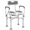 HOMCOM Padded Bath Chair with Slotted Seat and Adjustable Height, Grey