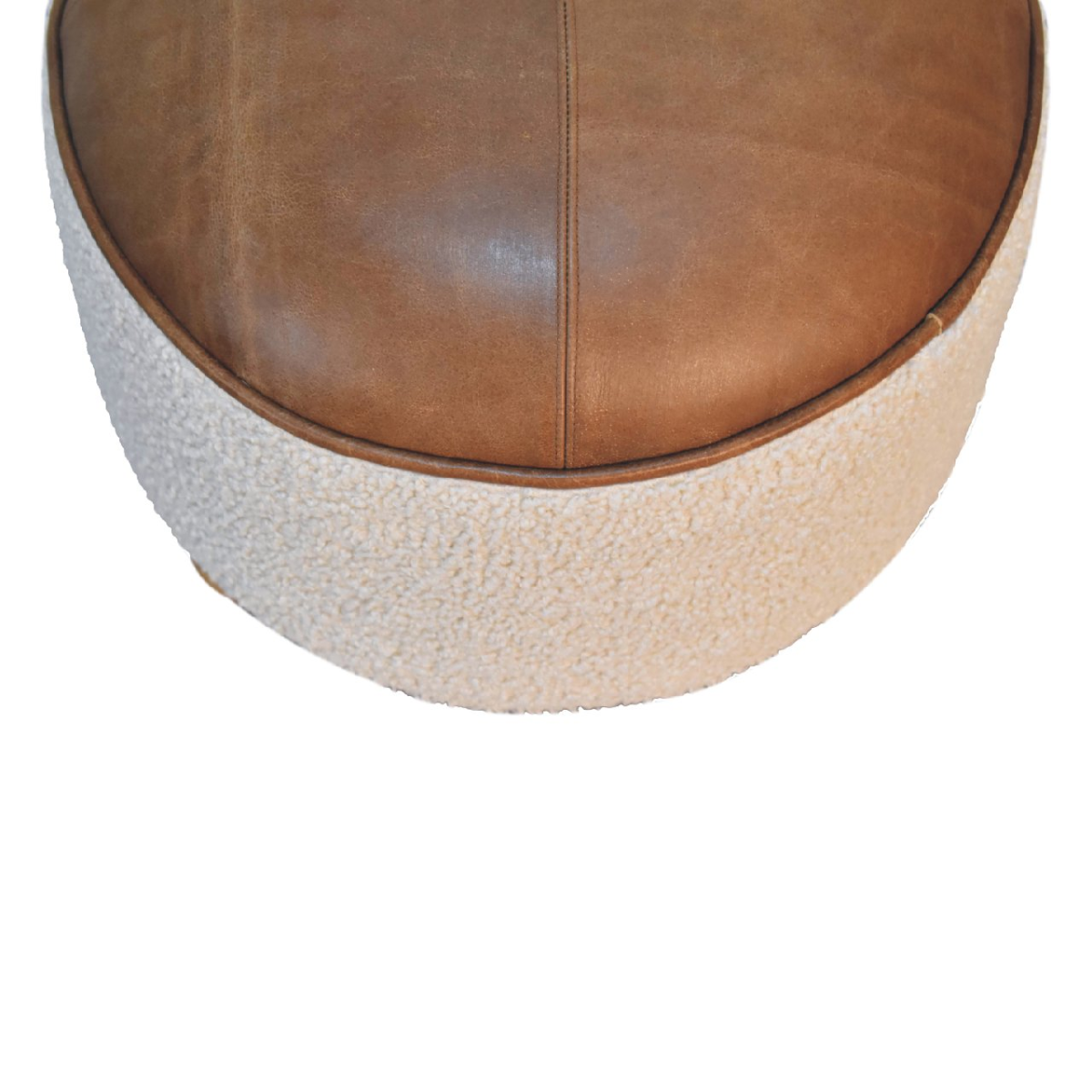 Artisan Furniture Solid Mango Wood Cream Boucle Buffalo Footstool
