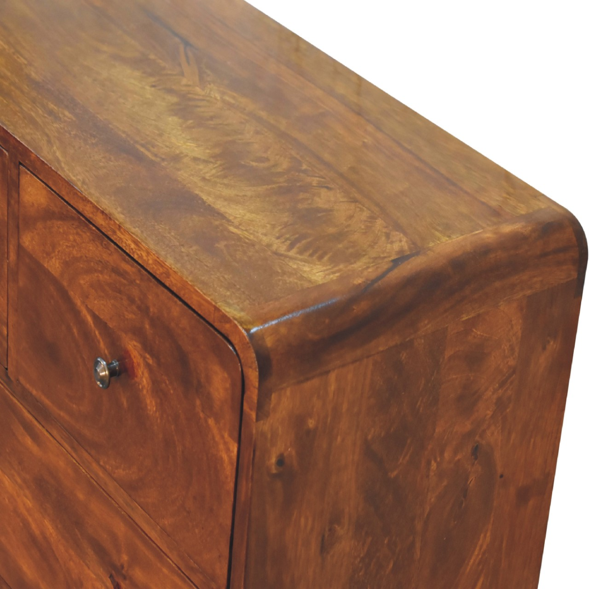 Artisan Furniture Solid Mango Wood 2 over 3 Curved Chestnut Chest