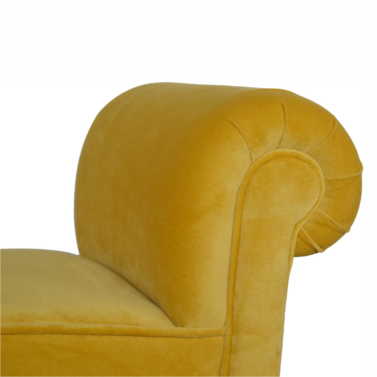 Artisan Furniture Solid Wood Mini Mustard Velvet Bench