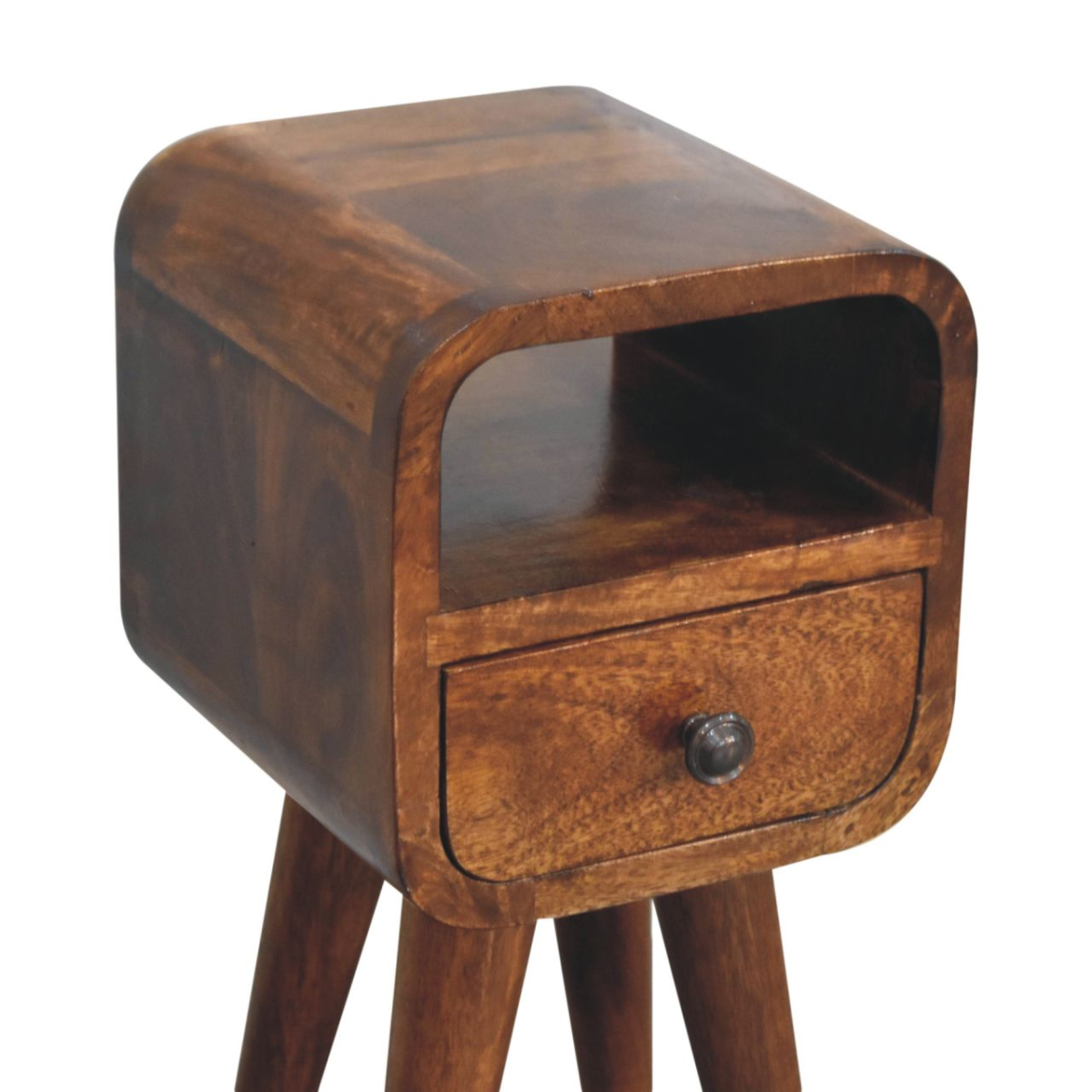 Artisan Furniture Solid Wood Extra Mini Chestnut Curve Open Slot Bedside