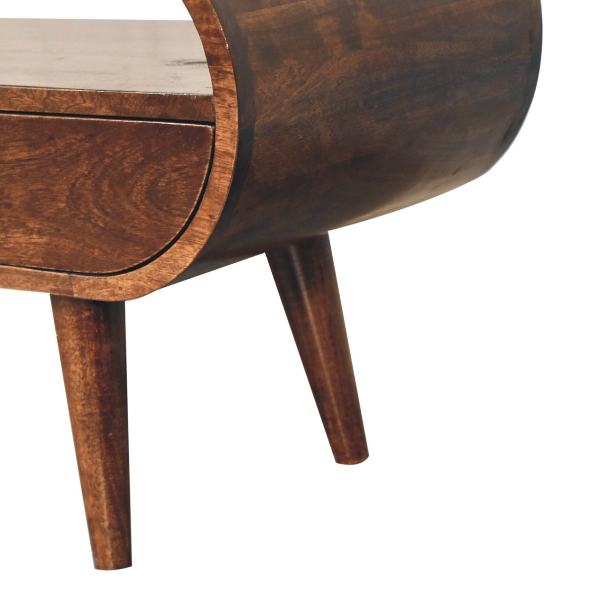 Artisan Furniture Solid Wood California Walnut Circular TV Stand, Brown, 2 Drawers and 1 Shelf