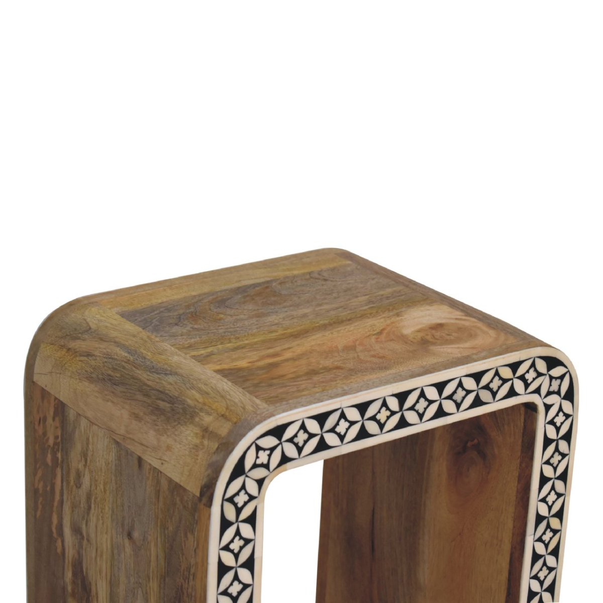 Artisan Furniture Solid Mango Wood Edessa Bone Inlay End Table