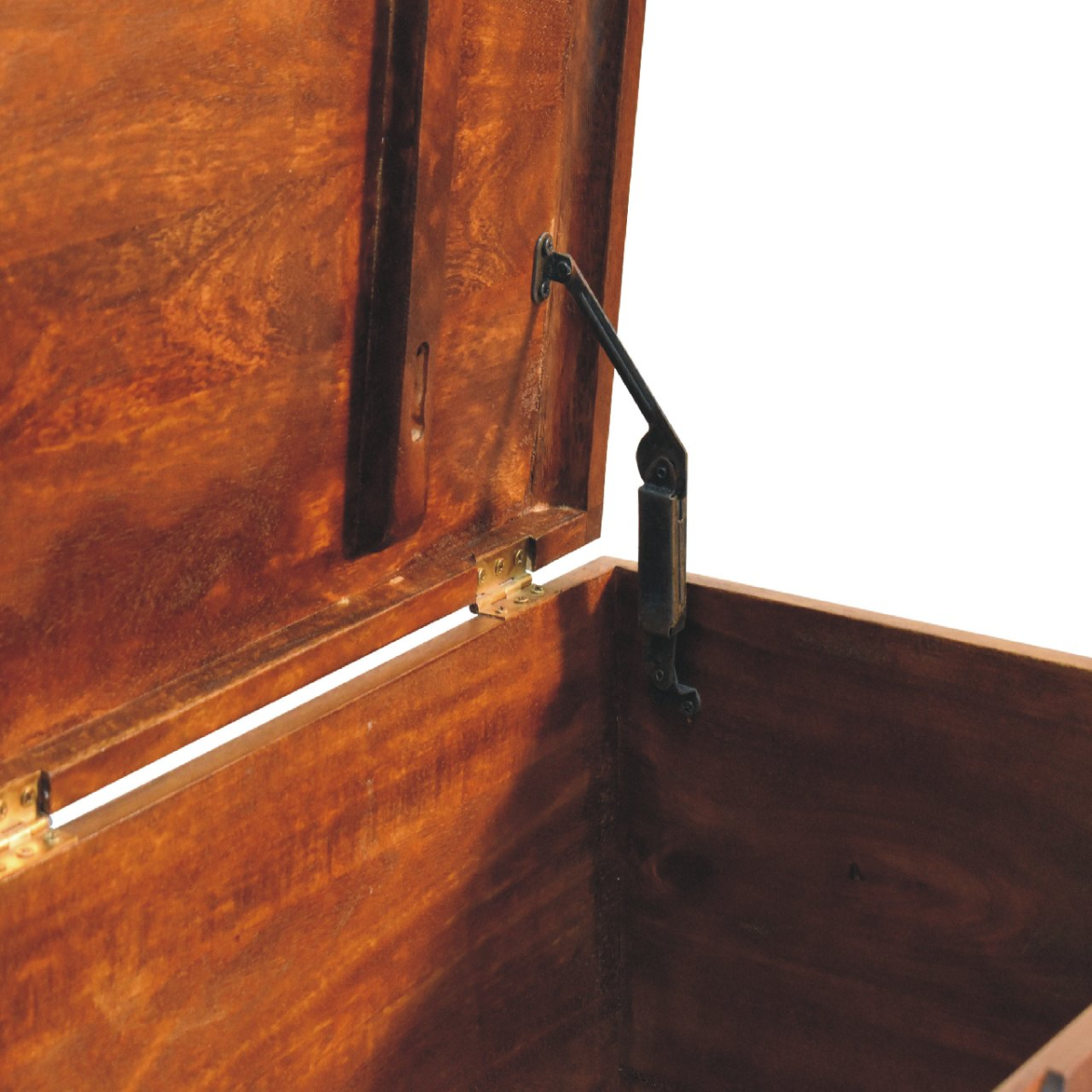 Artisan Furniture Solid Wood Curved Chestnut Lid-up Blanket Box, Brown