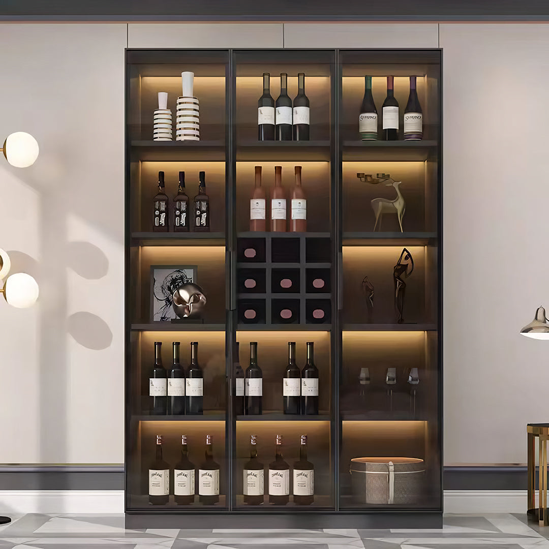 Hampshire I Wine Cabinet, Wine Storage With Glass Doors & Lights