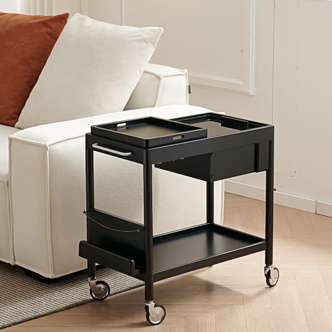 Orion With Magazine Rack Side Table With Trolleys