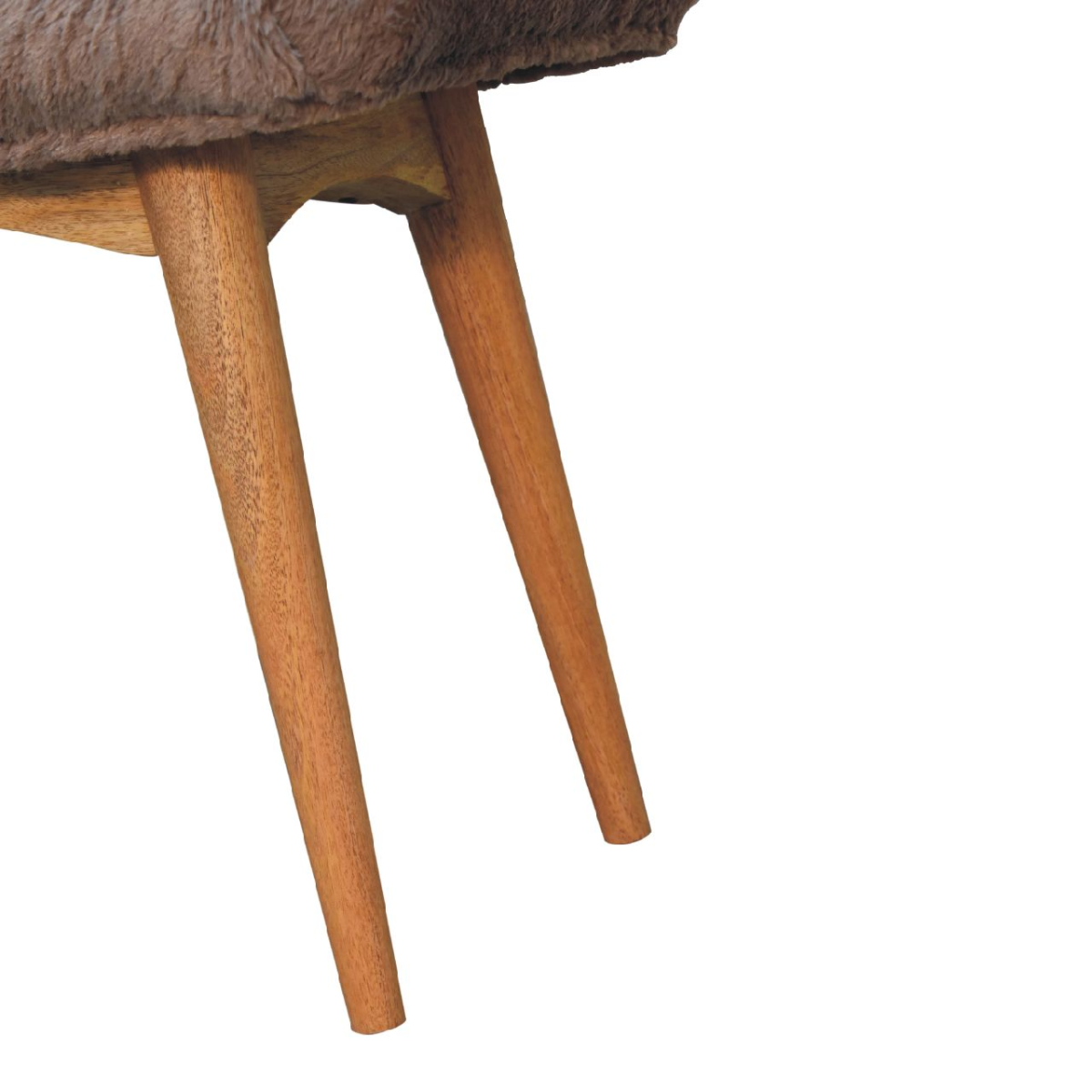 Artisan Furniture Solid Wood Mocha Faux Fur Curved Bench