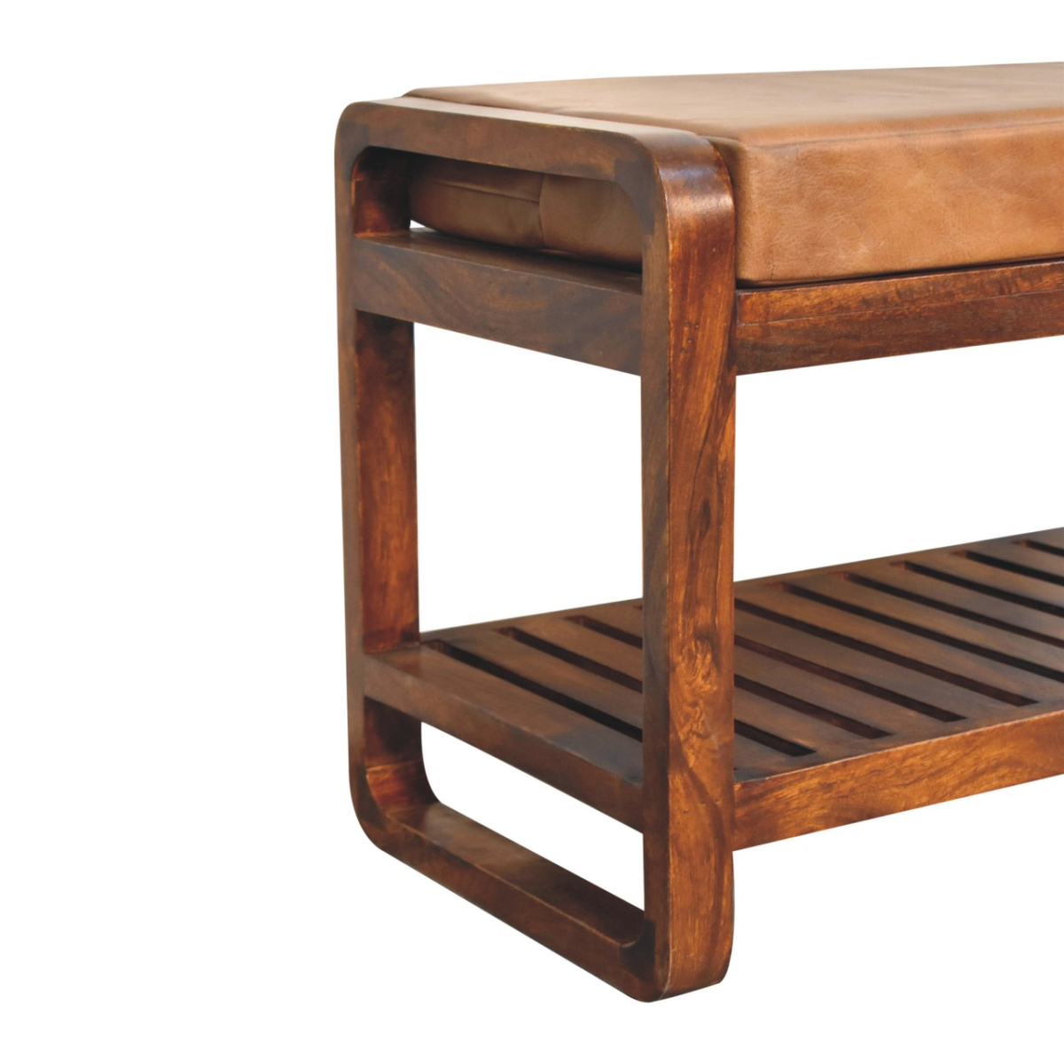 Artisan Furniture Solid Wood Small Buffalo Slatted Hallway Bench