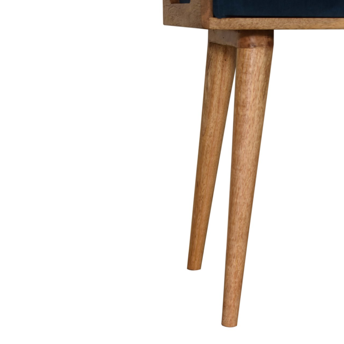 Artisan Furniture Solid Mango Wood Teal Velvet Tray Style Footstool