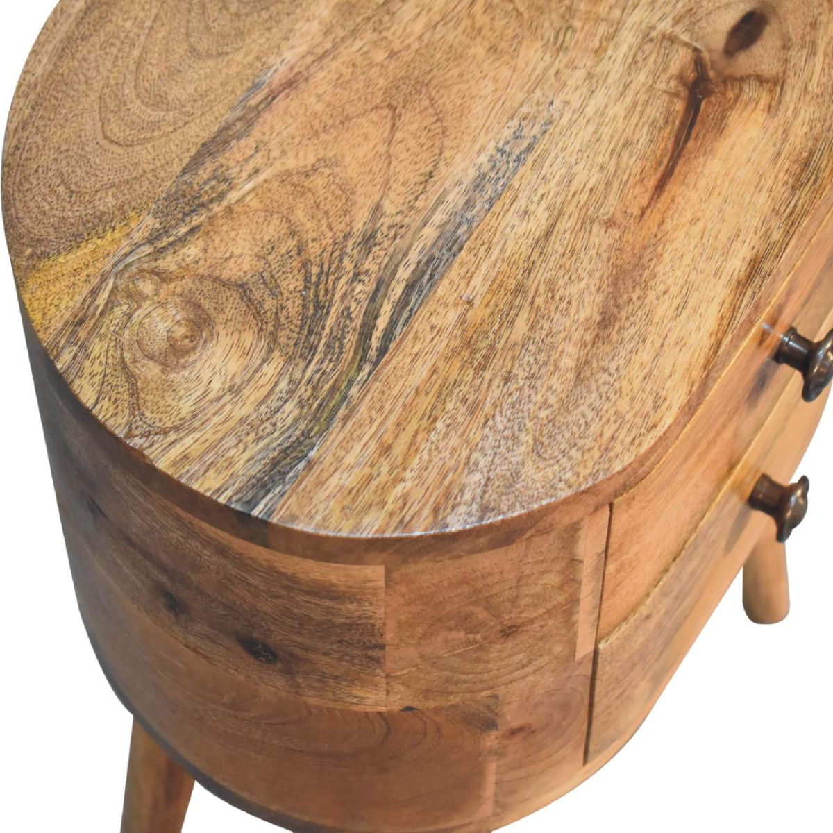 Artisan Furniture Solid Wood Mini Oak-ish Rounded Bedside Table
