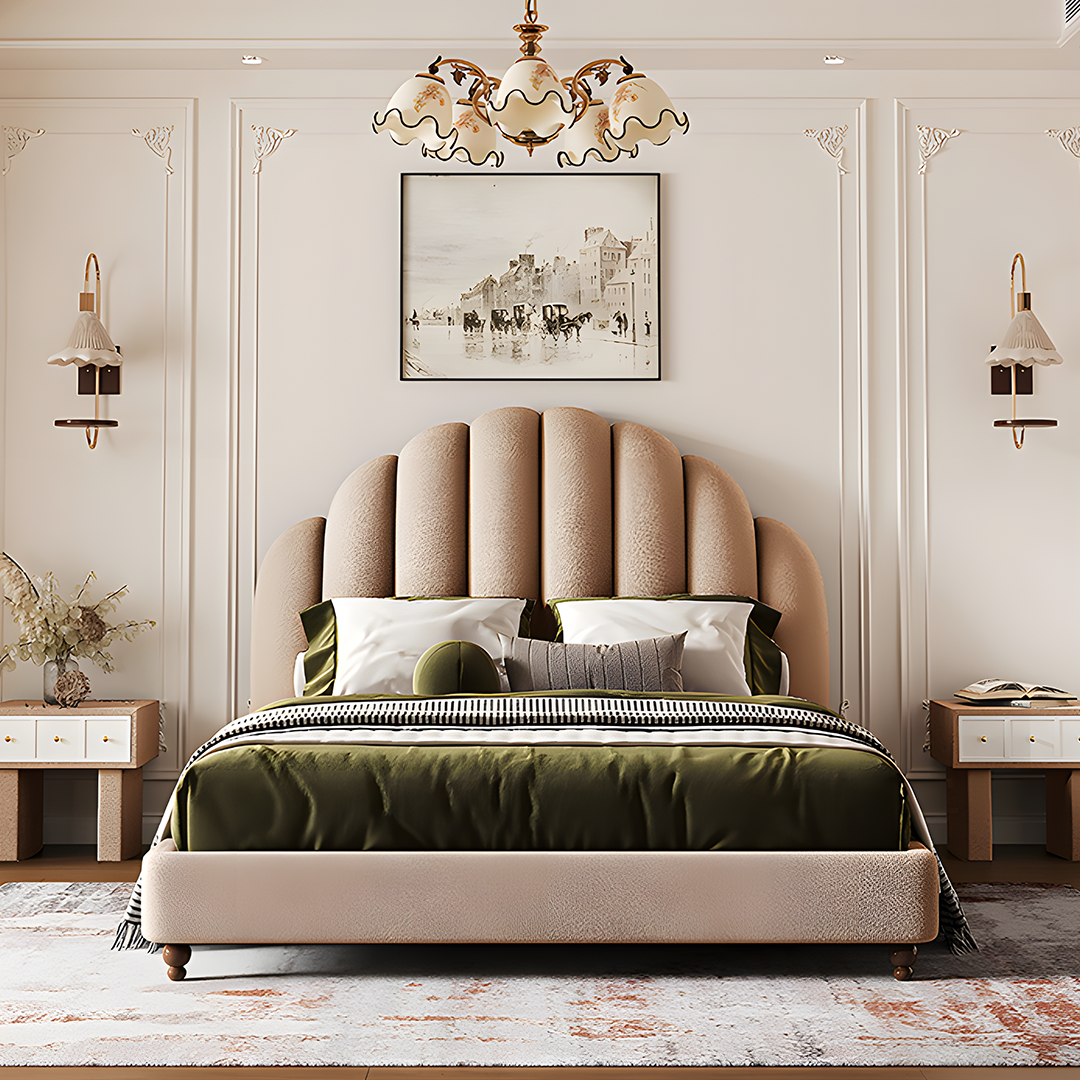 Cassian Small Double Bed, King Size Bed, Flannelette