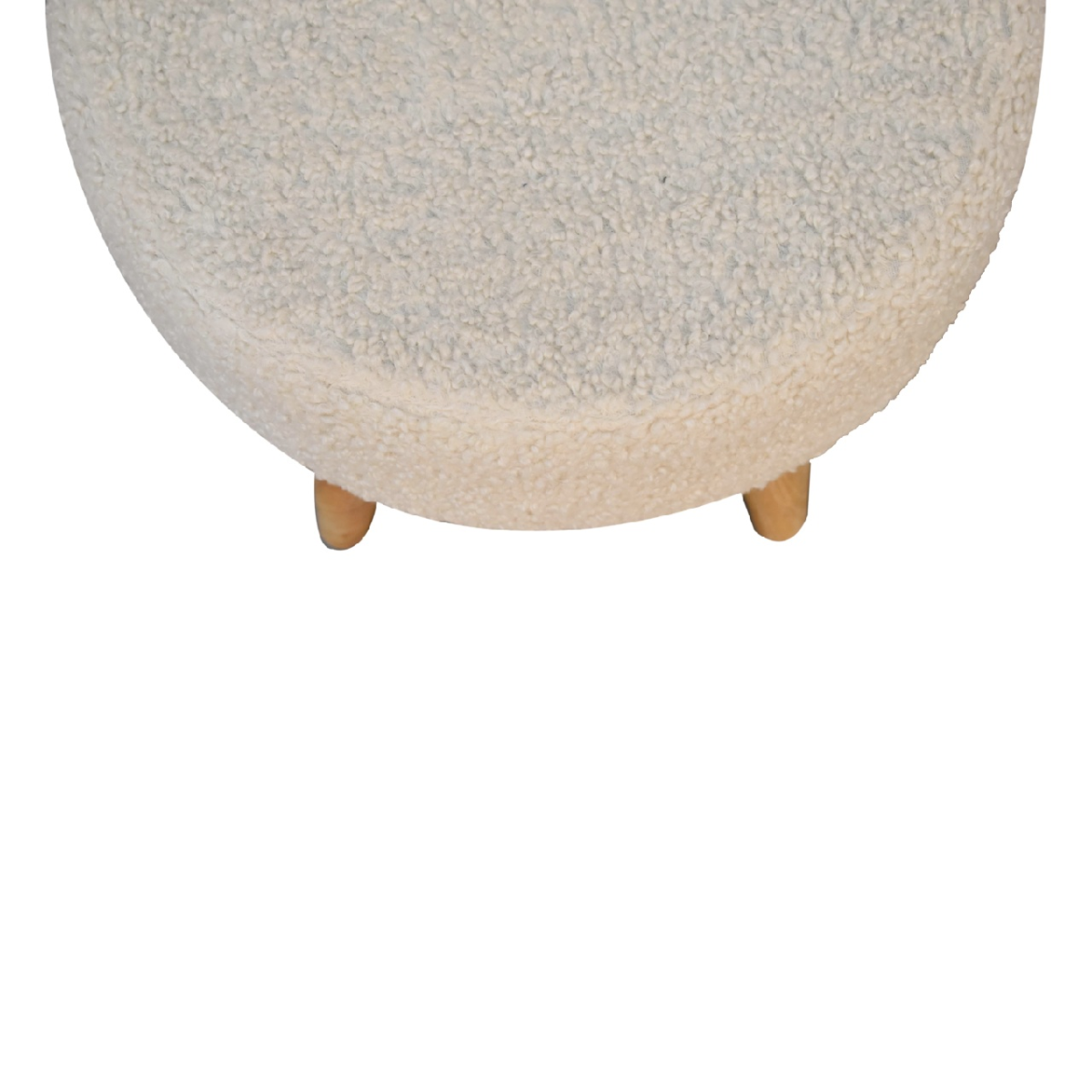 Artisan Furniture Solid Mango Wood Cream Boucle Petite Footstool