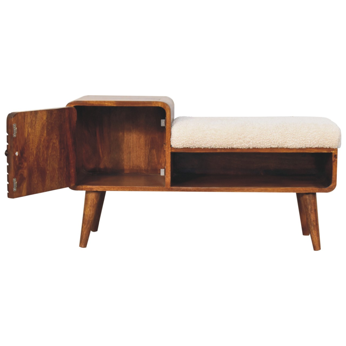 Artisan Furniture Solid Mango Wood Boucle Carved Chestnut Telephone Table
