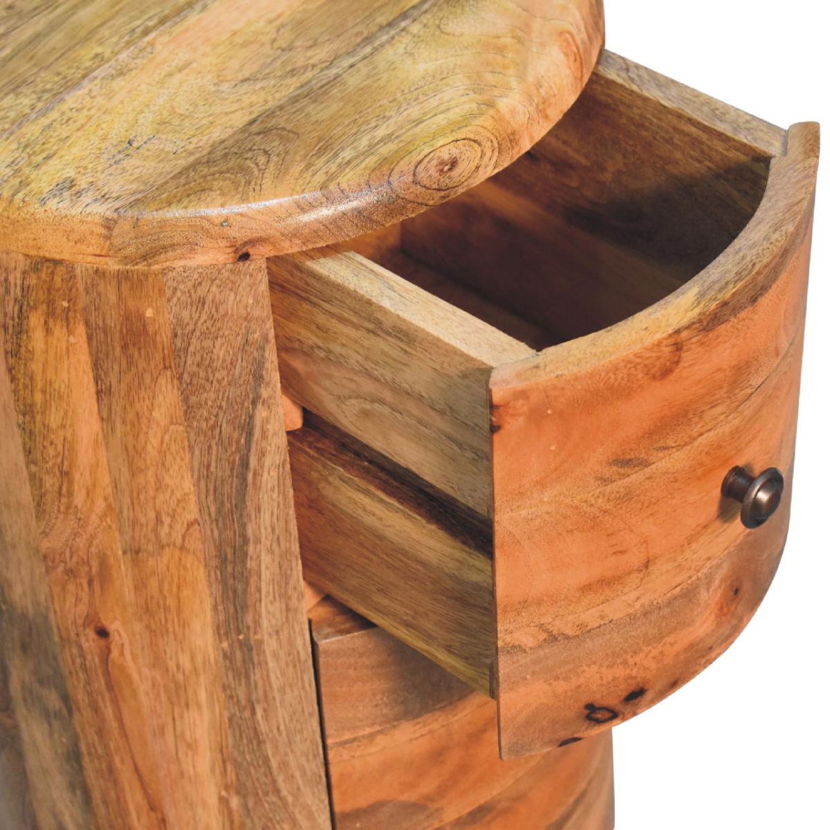 Artisan Furniture Solid Mango Wood Oak-ish Drum Chest