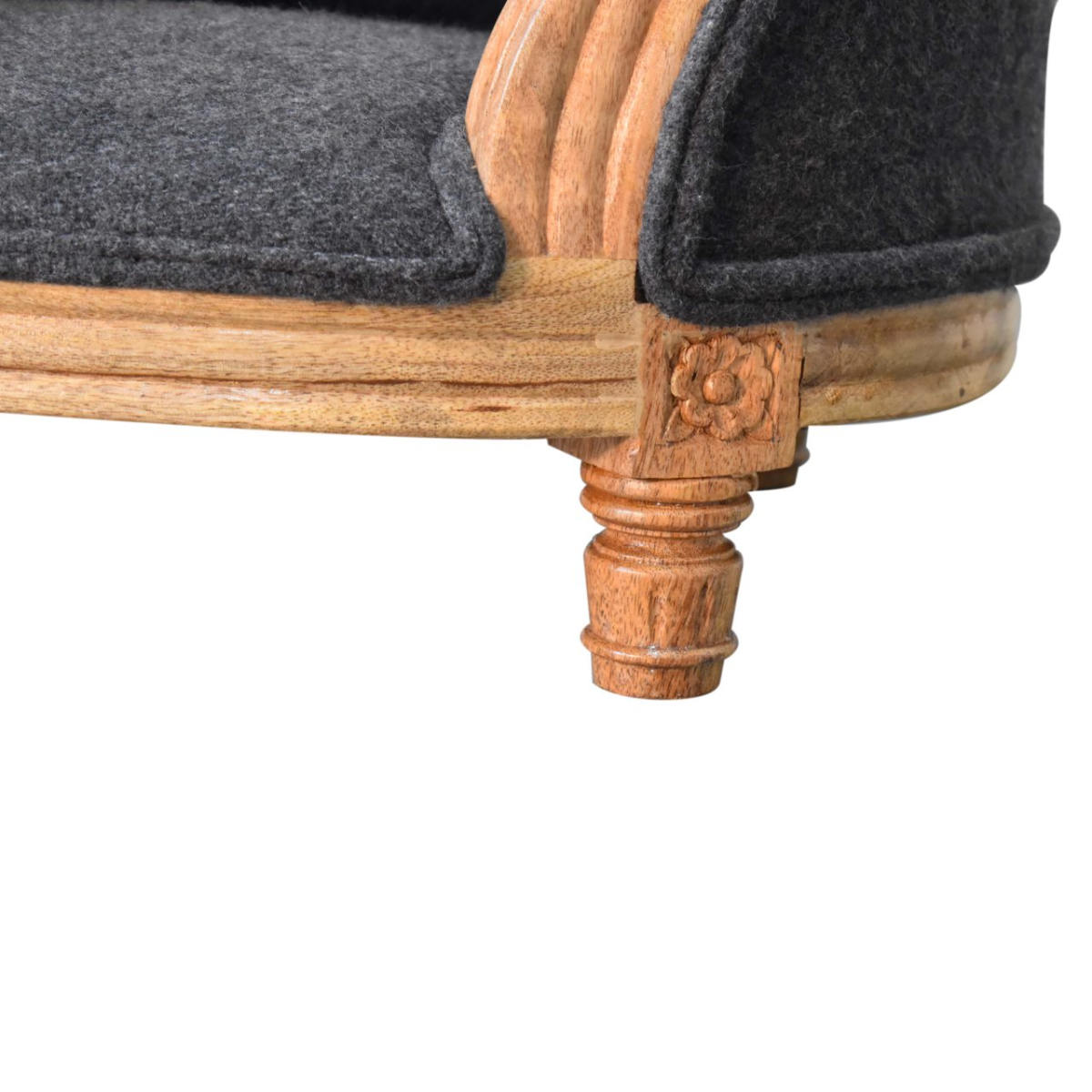 Artisan Furniture Solid Wood Carved Battleship Tweed Pet Bed