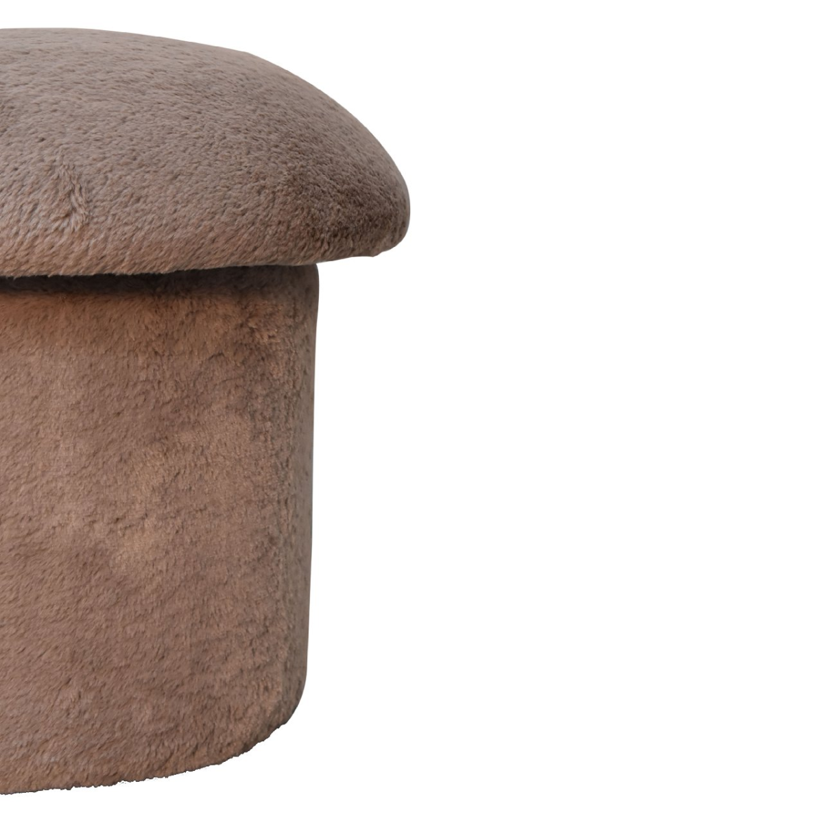 Artisan Furniture Solid Mango Wood Mocha Faux Fur Mushroom Footstool