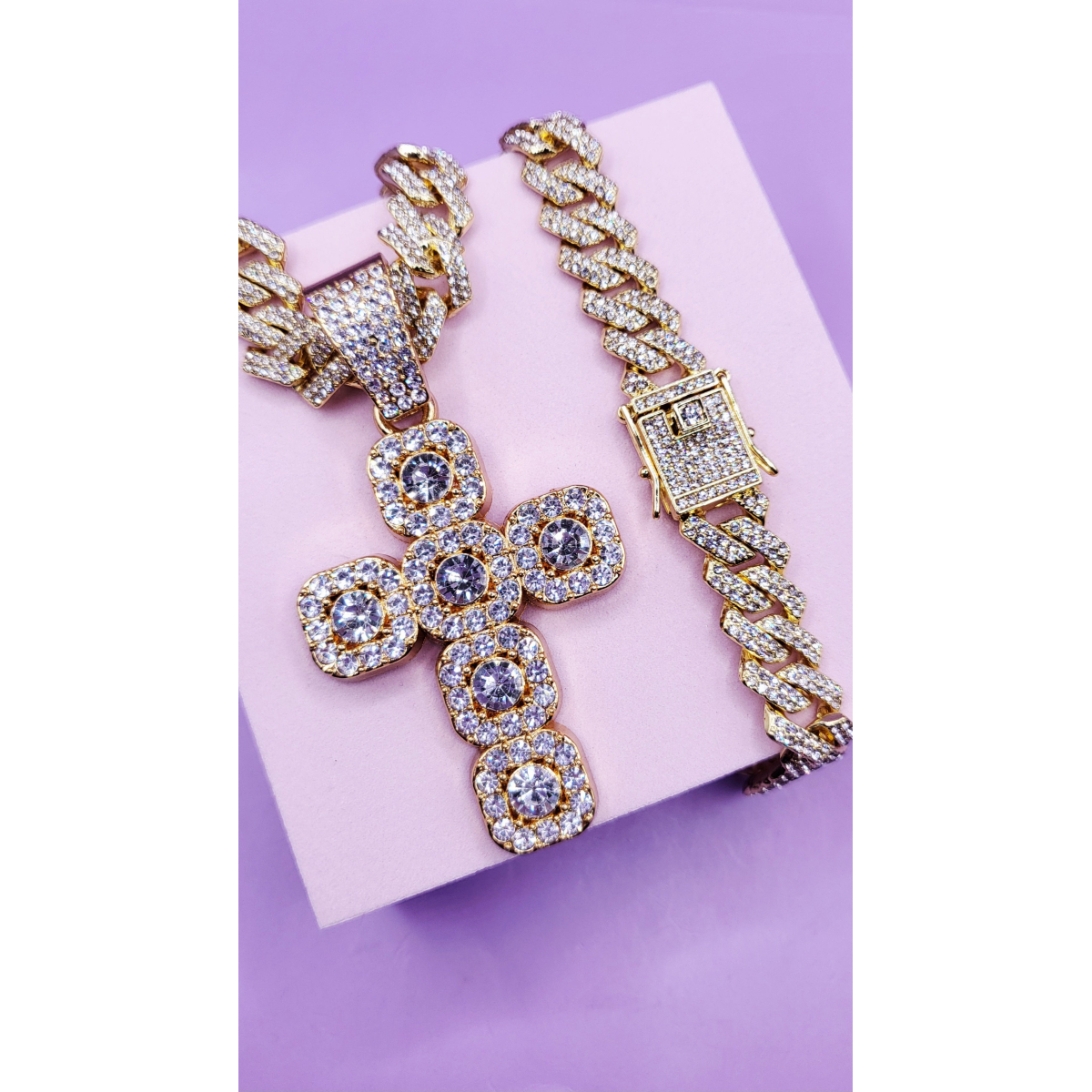 Iced Out Hip Hop Stainless Steel Cross Necklace