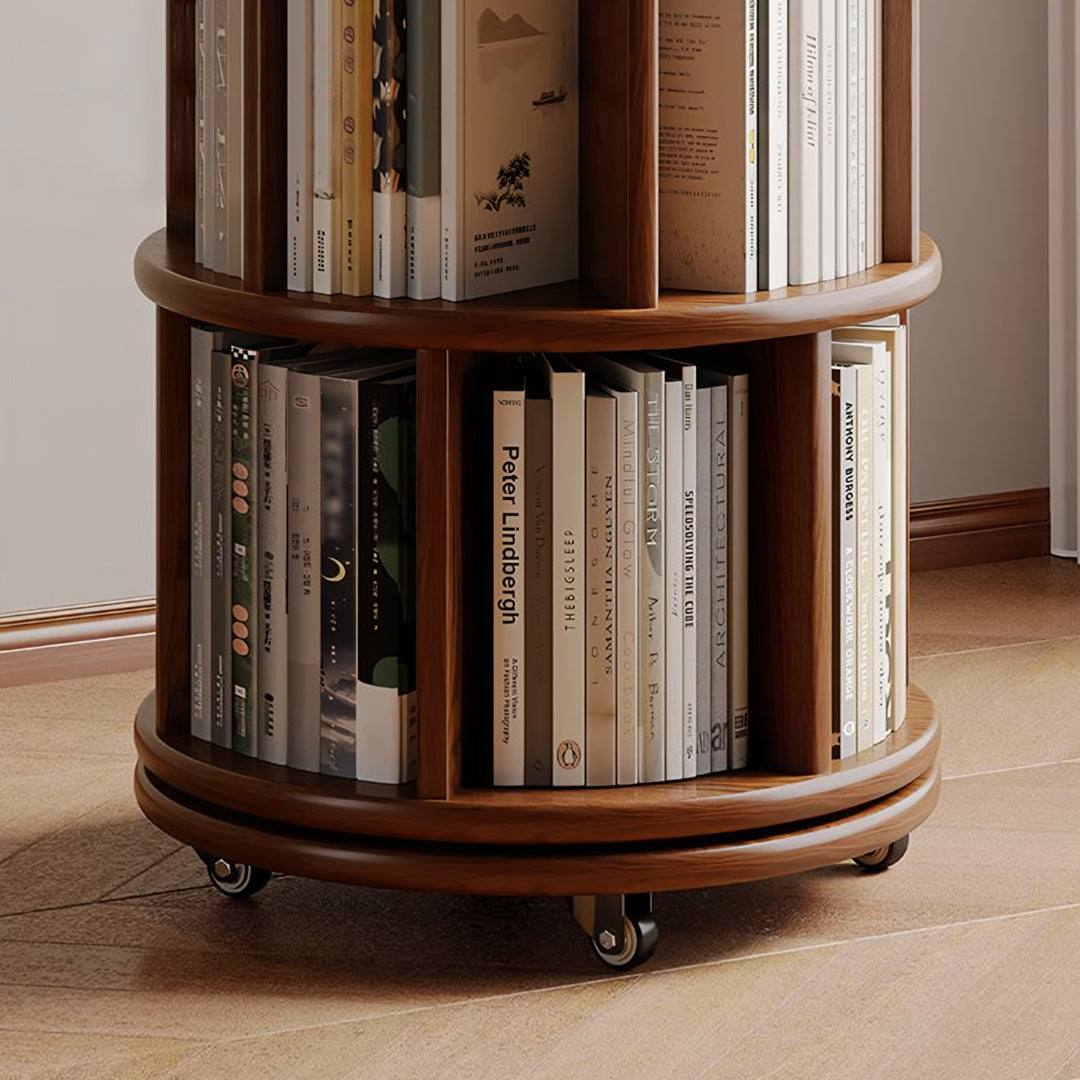 Stojanovic Round Rotating Bookshelf, Corner Bookshelf With Castors