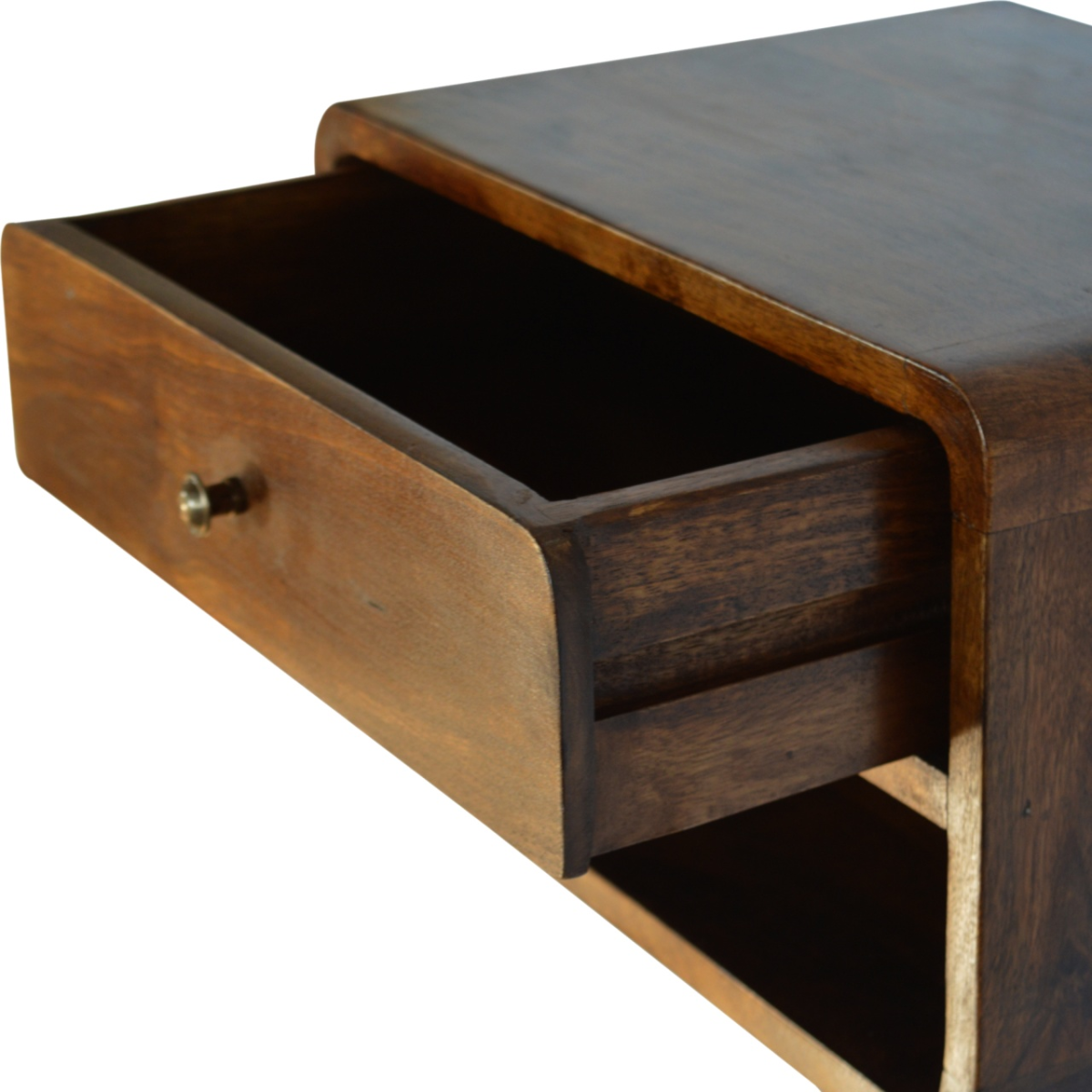 Artisan Furniture Solid Wood Chestnut Curve Floating Bedside