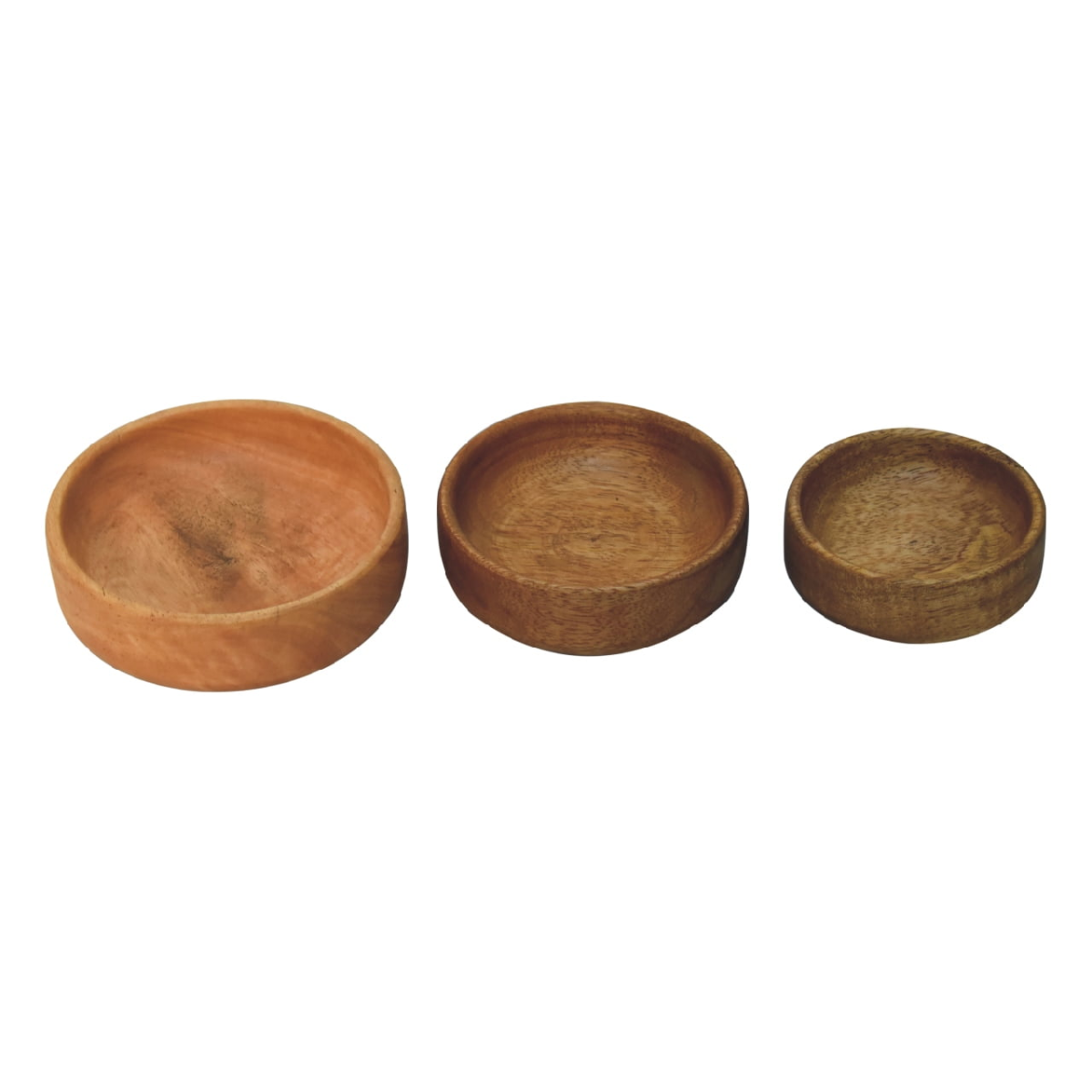 Artisan Furniture Serveware - Solid Wood Fruit Bowl Set of 3, Light Brown