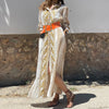 European American Fashion Floral Print Long Sleeve National Style Bohemian Mid-length Dress