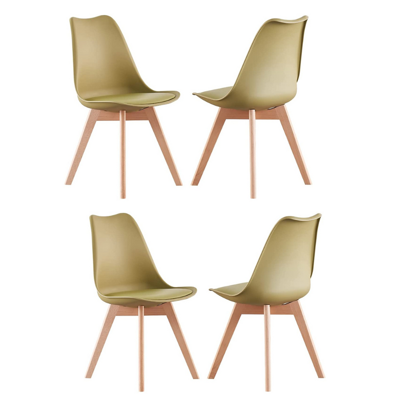 Black Halo Dining Table & Set of 4 Jamie Lorenzo Tulip chairs with Padded Seat