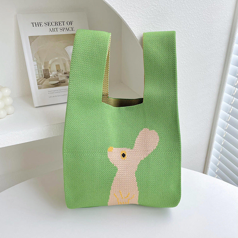 Rabbit Knitted Shoulder Bag Large Capacity Tote