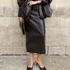 High-end PU Leather Midi Skirt