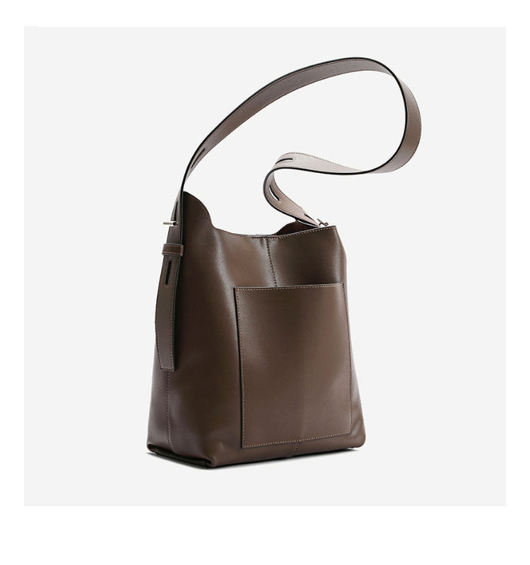 Genuine Leather Large-capacity Bucket Shoulder Messenger Bag