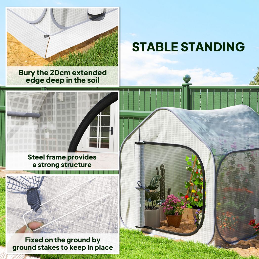 Outsunny Mini Pop Up Greenhouse w/ Reinforced PE Cover, Zipper Door