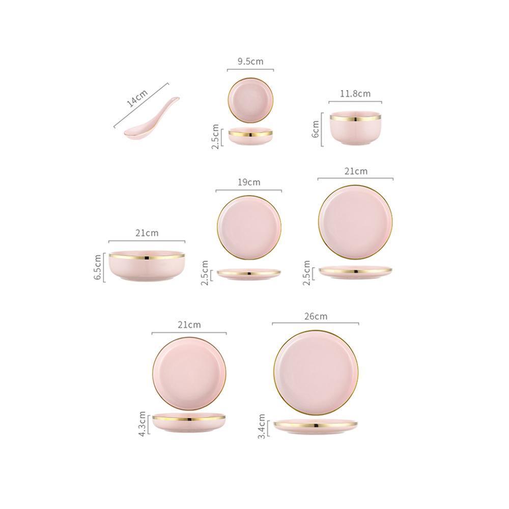 8 Pieces Dinner Set, Pink Or White