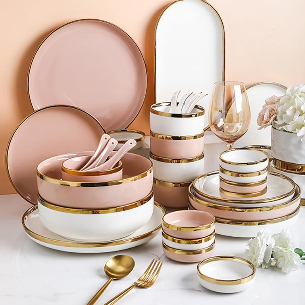 8 Pieces Dinner Set, Pink Or White