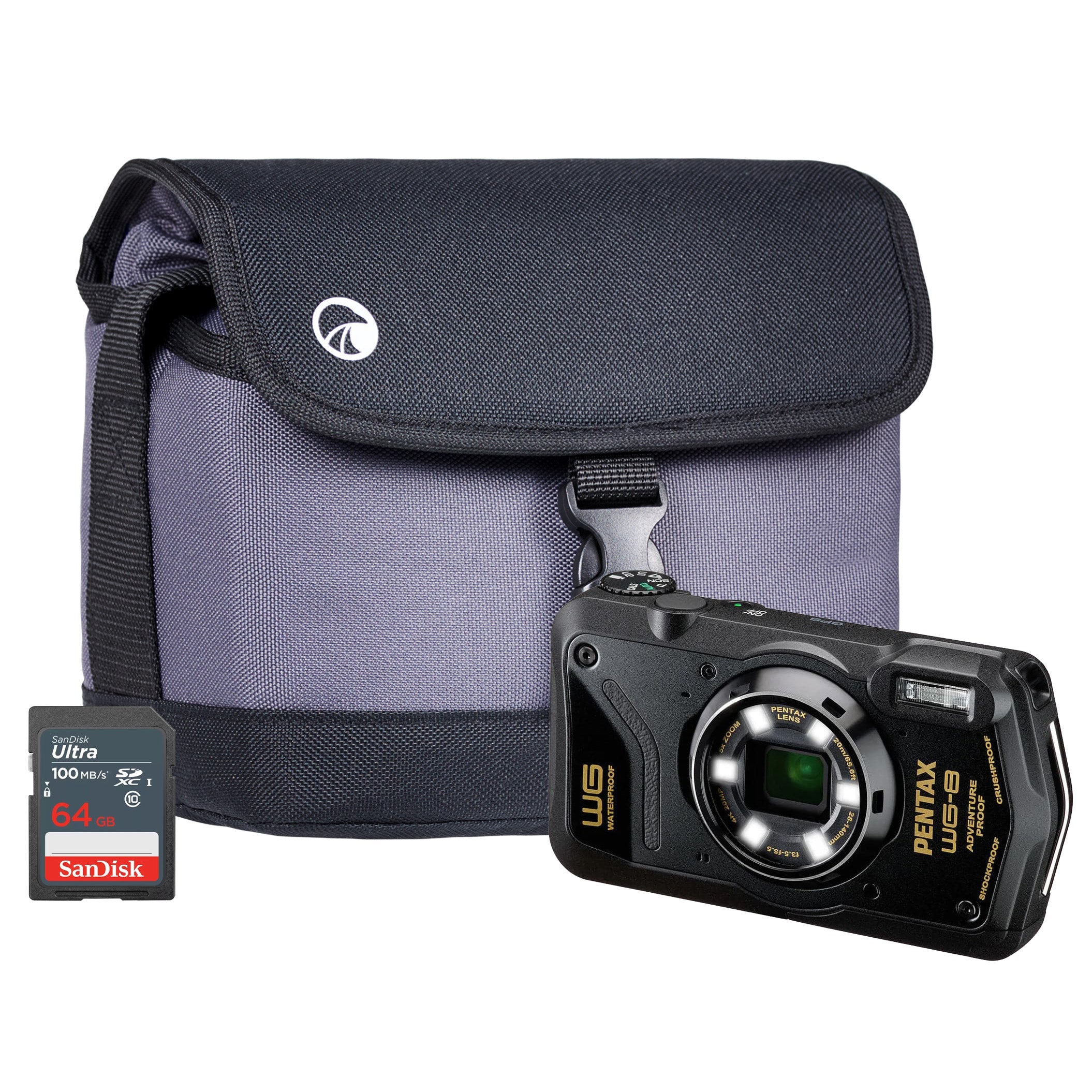 Pentax WG-8 20MP 5x Zoom Tough Compact Camera - Black
