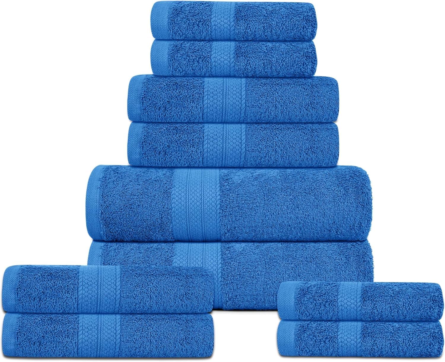 Luxury Nights Towels Family Bale Set - 10 Piece 100% Egyptian Cotton, 4x Face 4x Hand 2x Bath Towel, Premium Quality Highly Water Absorbent Bathroom