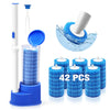 NEWE Disposable Toilet Brush with Tweezers, Toilet Bowl Wand Holder Set with 42PCS Cleaner Refills, Bathroom Cleaning System for Sink Bathtub Drain