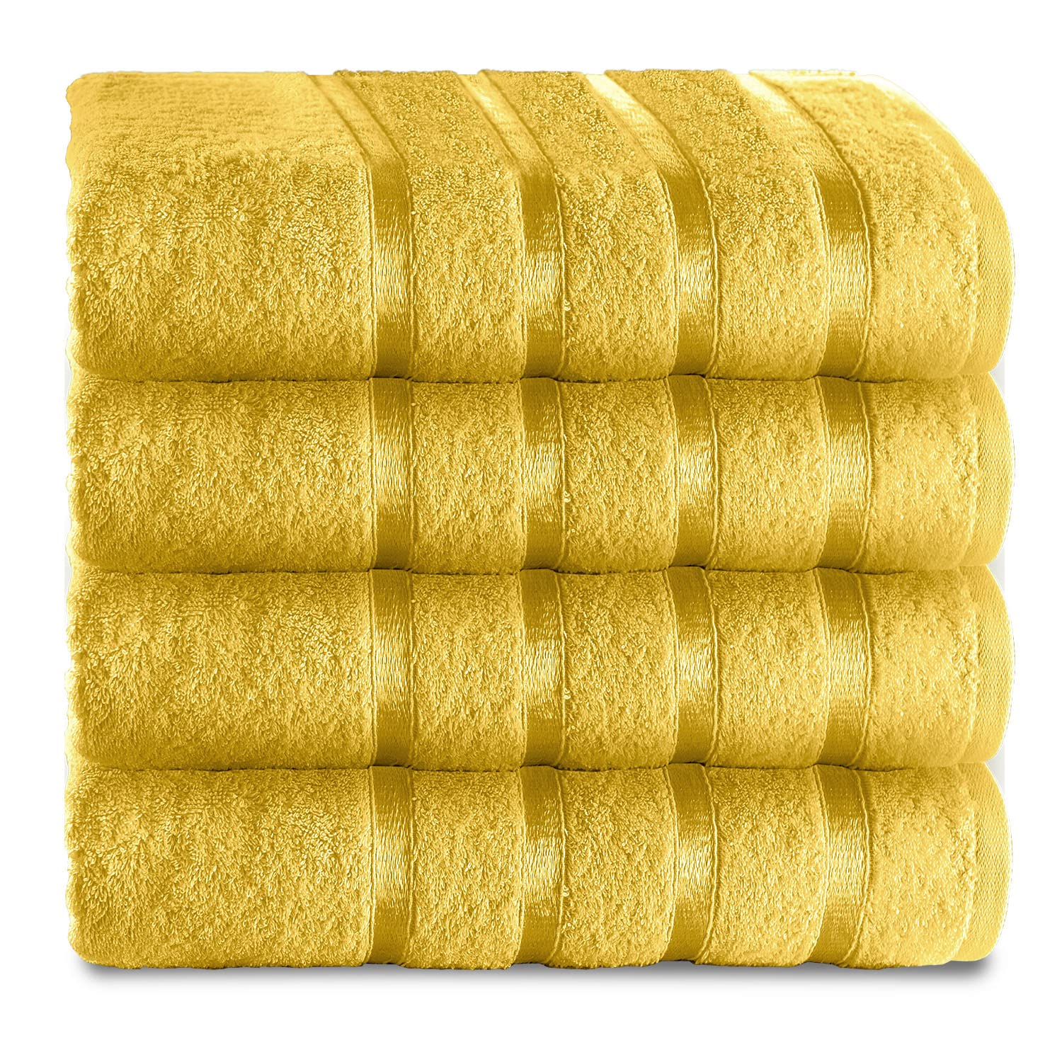 GC GAVENO CAVAILIA Fade Resistant Luxury Towels, Extra Absorbent 100% Ringspun Egyptian Cotton 500 GSM Bathroom Set, Ochre, 4PK