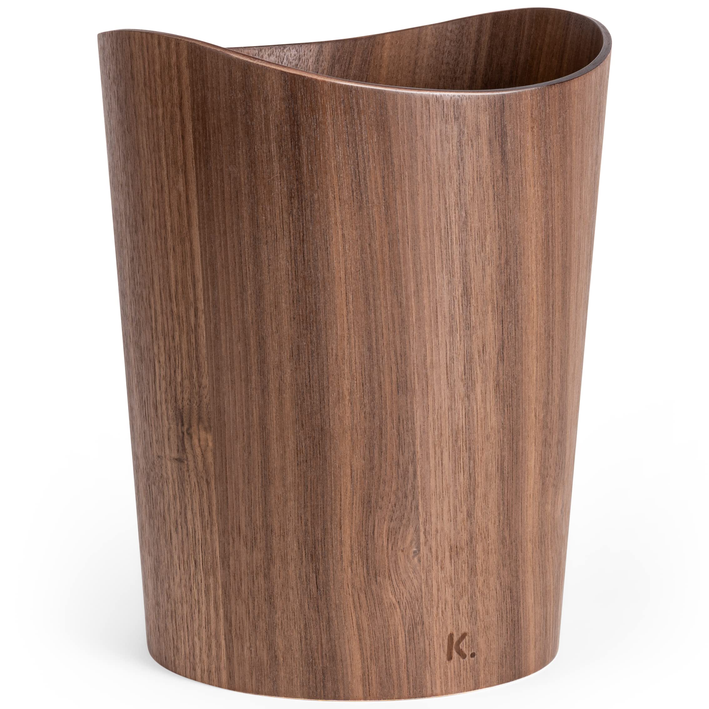 Kazai. Real Wood Waste Paper Bin Brje | Wooden Paper Basket for Office, Kids' Room, Bedroom and more | 9 liters | Walnut
