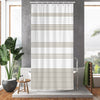Hopomoon White and Brown Stripes Shower Curtain,Modern Classic Striped Waterproof Polyester Fabric Checkered Pattern Bathroom Curtain with 12 Plastic